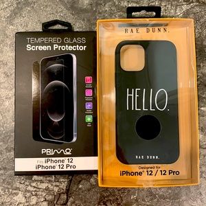 iPhone 12/12 pro Rae Dunn phone case and screen protector.